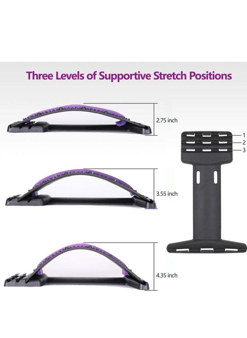 Beauenty Back Stretcher - 3 Heights Adjustable Back Stretcher For Pain Relief, Lower Back Stretcher With Massaging Points  Cushion Foam, Spine Deck For Office Chair, Car, Travel(Purple)  - Image 3