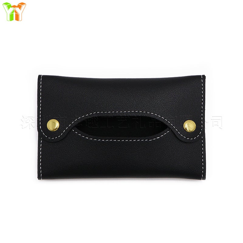 Generic Portable Mini Paper Towel Bag PU Leather Detachable Baby Wet Towel Box Home Use Portable Sanitary Napkin Holder Black