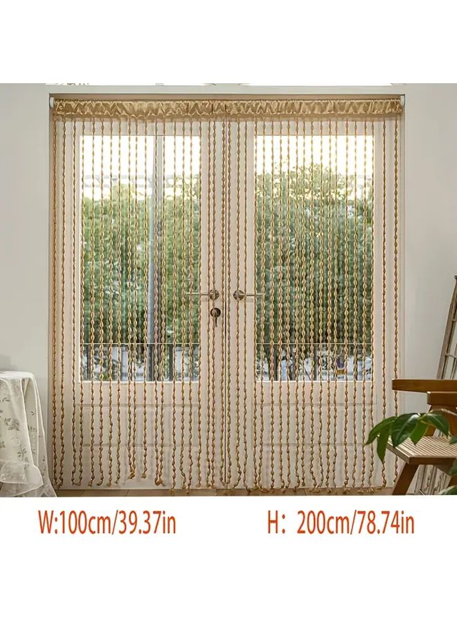 Light Gold Beaded Curtain Room Divider With Tassels Boho Decor For Bedroom Patio - Image 1