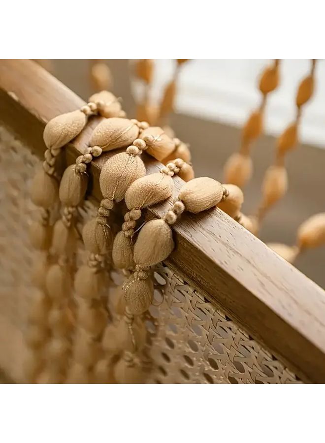 Light Gold Beaded Curtain Room Divider With Tassels Boho Decor For Bedroom Patio - Image 4
