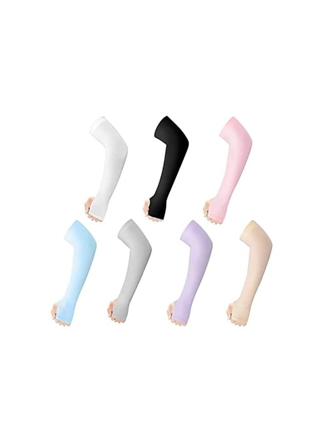 PROMASS 7 Pairs UV Protection Cooling Arm Sleeves for Women Men, Sunblock Protective Long Arm Cover Warmer - Image 1