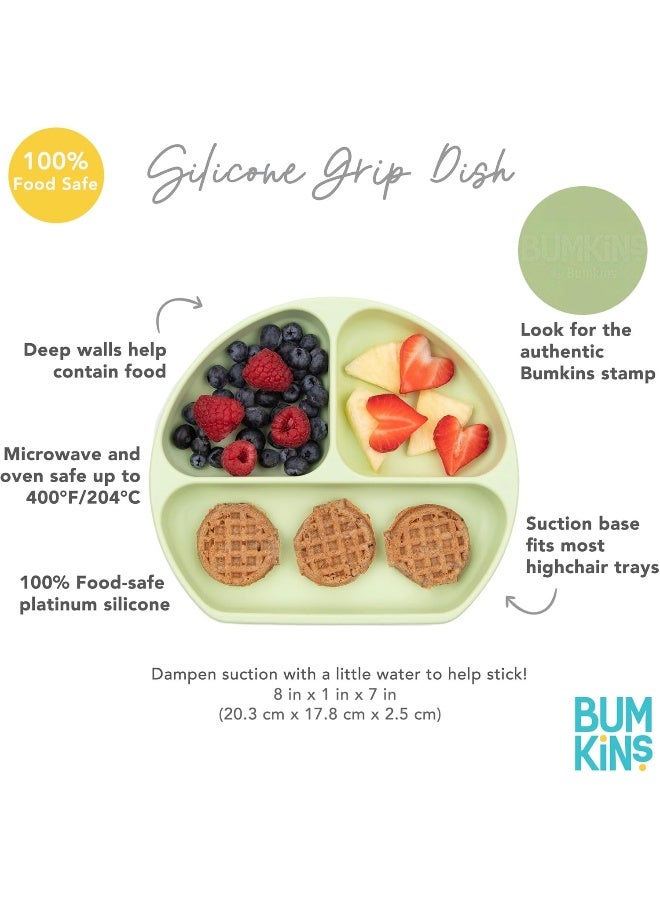 Bumkins Silicone Grip Dish, Suction Plate, Divided Plate, Baby Toddler Plate, BPA Free, Microwave and Dishwasher Safe â€“ Sand - Image 5