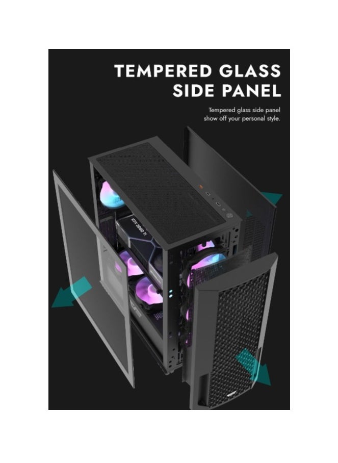 DarkFlash - darkFlash DF2100 Mesh E-ATX, ATX, ITX, M-ATX, Gaming PC Case, Pre Installed 4 ARGB Fans, Tempered Glass Panels and, 9 GPU PCI Slots, Compatible with 360mm Radiator, USB 3.0, Computer Case - Image 1