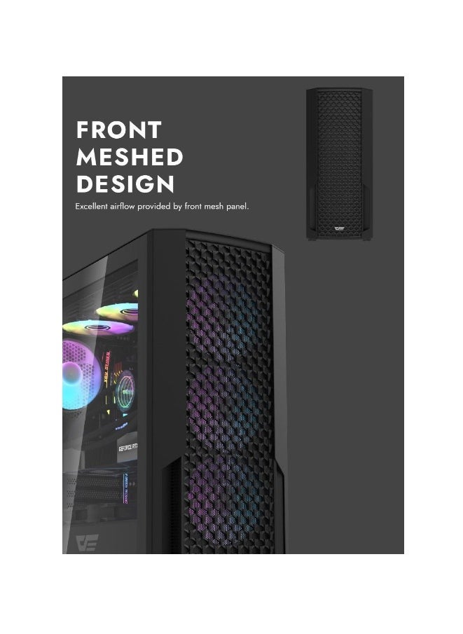 DarkFlash - darkFlash DF2100 Mesh E-ATX, ATX, ITX, M-ATX, Gaming PC Case, Pre Installed 4 ARGB Fans, Tempered Glass Panels and, 9 GPU PCI Slots, Compatible with 360mm Radiator, USB 3.0, Computer Case - Image 1