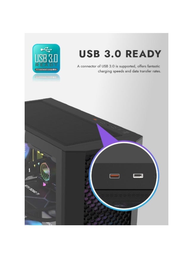 DarkFlash - darkFlash DF2100 Mesh E-ATX, ATX, ITX, M-ATX, Gaming PC Case, Pre Installed 4 ARGB Fans, Tempered Glass Panels and, 9 GPU PCI Slots, Compatible with 360mm Radiator, USB 3.0, Computer Case - Image 1