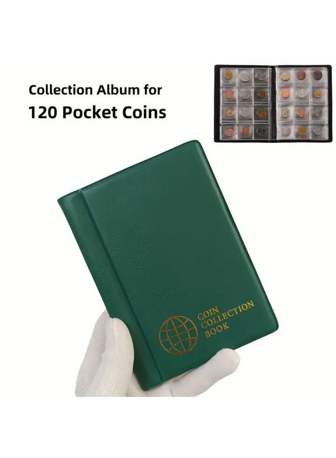 Green 120 Pocket Commemorative Stamp And Medal Collection Album With Fixed Pages - Image 1