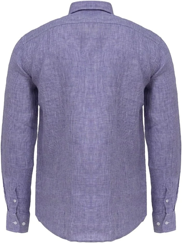 Cedro Cedro Men's 100% Linen Long Sleeve Shirt with Button Down Collar