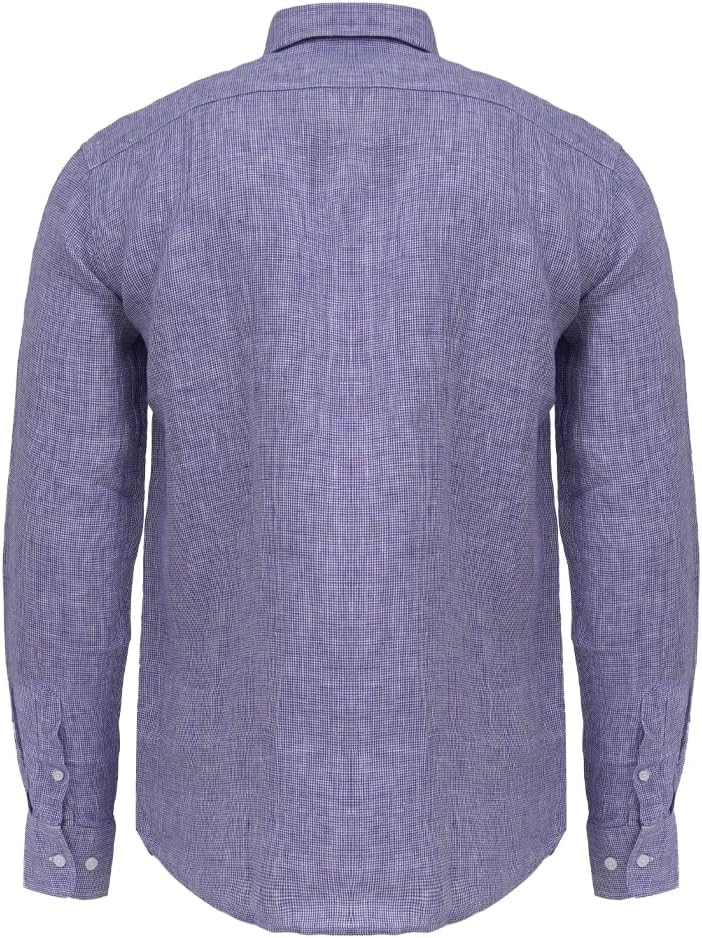 CEDRO قميص طويل الأكمام للرجال من سيدرو 100% كتان مع ياقة قابلة للإغلاق - Image 2