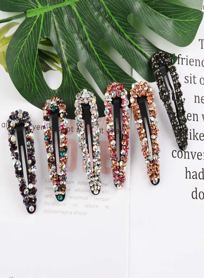 Messen Sparkly AB Crystal Hair Clips Fashion Large Hair Barrettes Wedding Decorative Bling Czech Diamond Hairpins Handmade Rhinestone Snap Clips Hair Accessories for Women Girls (6 Colors / 6 Pcs) - Image 3