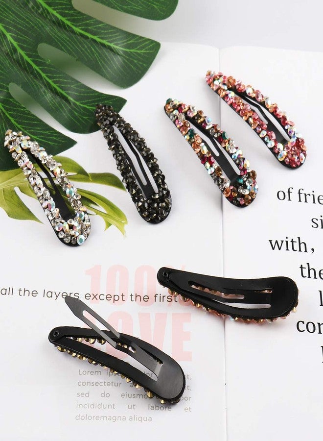 Messen Sparkly AB Crystal Hair Clips Fashion Large Hair Barrettes Wedding Decorative Bling Czech Diamond Hairpins Handmade Rhinestone Snap Clips Hair Accessories for Women Girls (6 Colors / 6 Pcs) - Image 4