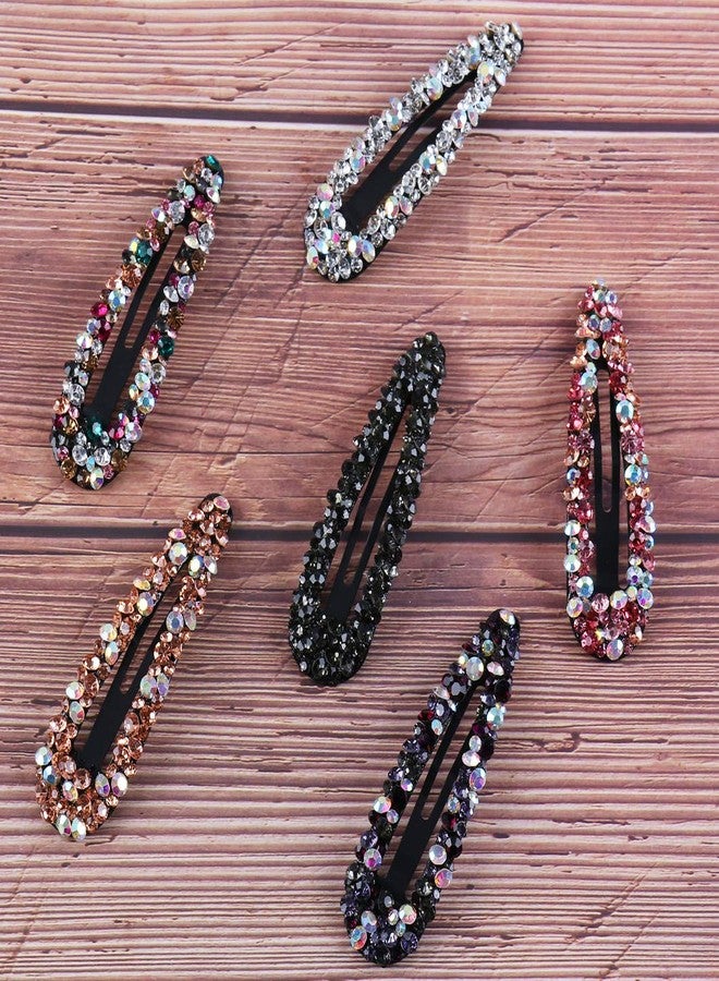 Messen Sparkly AB Crystal Hair Clips Fashion Large Hair Barrettes Wedding Decorative Bling Czech Diamond Hairpins Handmade Rhinestone Snap Clips Hair Accessories for Women Girls (6 Colors / 6 Pcs) - Image 5