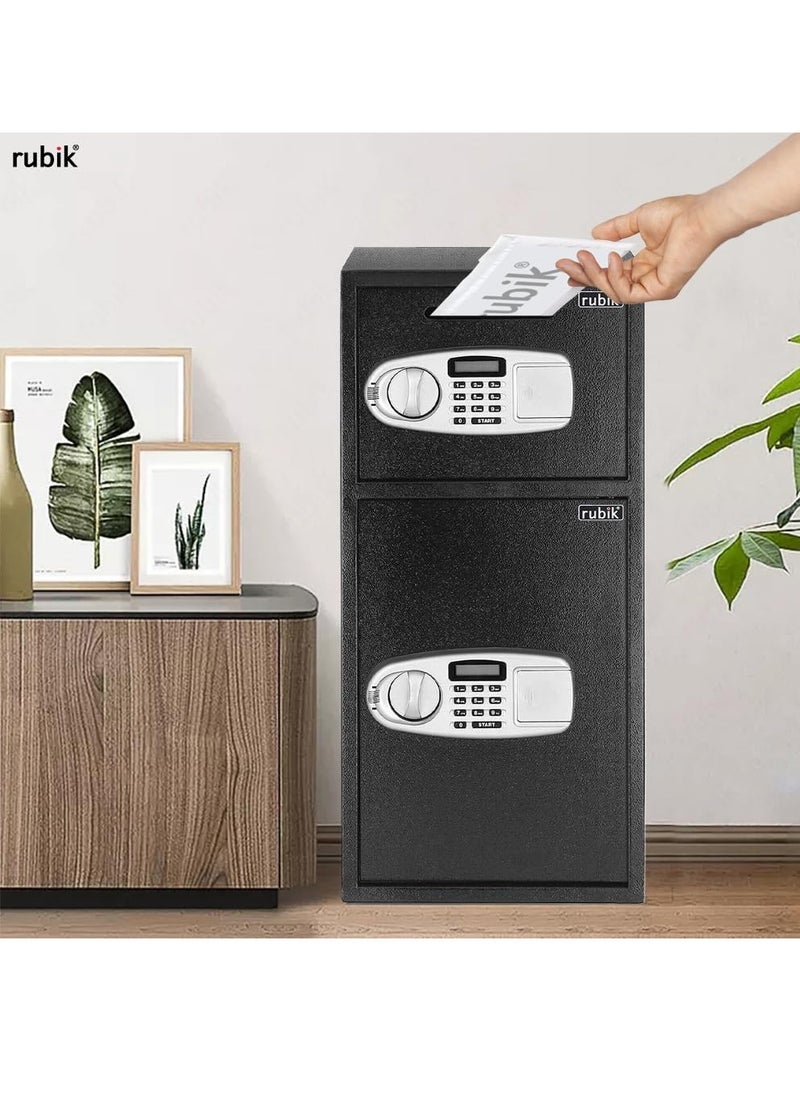 Rubik Large Double Door Safe Box with Front Deposit Slot, Digital Keypad and Key Lock Safety Locker for Cash Jewelry Documents Home Office Shops Hotels (Size 75x35x35cm) Black  - Image 5