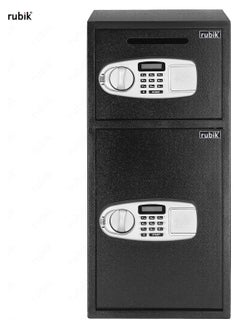Rubik Large Double Door Safe Box with Front Deposit Slot, Digital Keypad and Key Lock Safety Locker for Cash Jewelry Documents Home Office Shops Hotels (Size 75x35x35cm) Black  - Image 3
