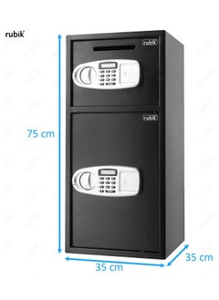 Large Double Door Safe Box with Front Deposit Slot, Digital Keypad and Key Lock Safety Locker for Cash Jewelry Documents Home Office Shops Hotels (Size 75x35x35cm) Black - pzsku/Z984E6E779DCAC101B46BZ/45/_/1687327584/49602297-94cf-4f5c-8d27-0745a1b2dff8