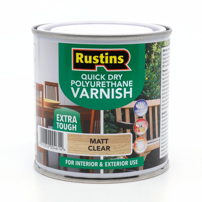 Rustins Quick Dry Polyurethane Varnish, 250ml, Matt Clear Finish - Image 5