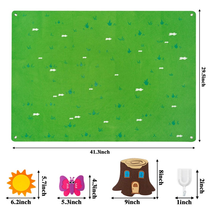 WATINC Insect Teaching Felt Board Story Set 3.5 Ft 45Pcs Preschool Bug Animals Caterpillar Bee Butterfly Dragonfly Storytelling Flannel Early Learning Play Kit Wall Hanging Gift for Toddlers (Green) - Image 2