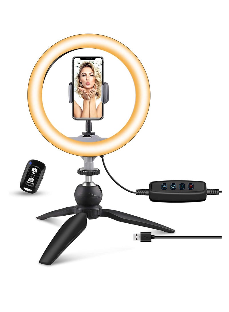10 Inch LED Ring Light with Tripod Stand for Mobile Phone Dimmable Lighting Perfect for Makeup, Live Streaming, YouTube, Photography with 3 Lighting Modes and 11 Brightness Levels - Image 1