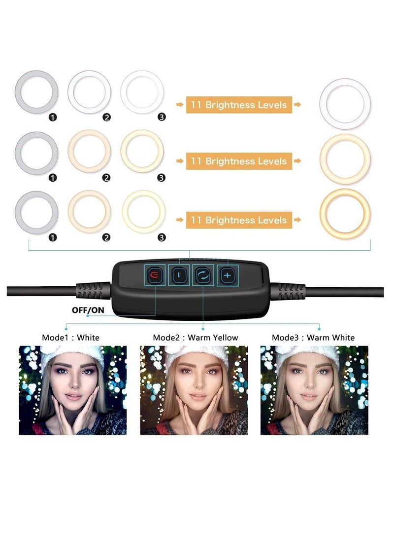 10 Inch LED Ring Light with Tripod Stand for Mobile Phone Dimmable Lighting Perfect for Makeup, Live Streaming, YouTube, Photography with 3 Lighting Modes and 11 Brightness Levels - Image 2