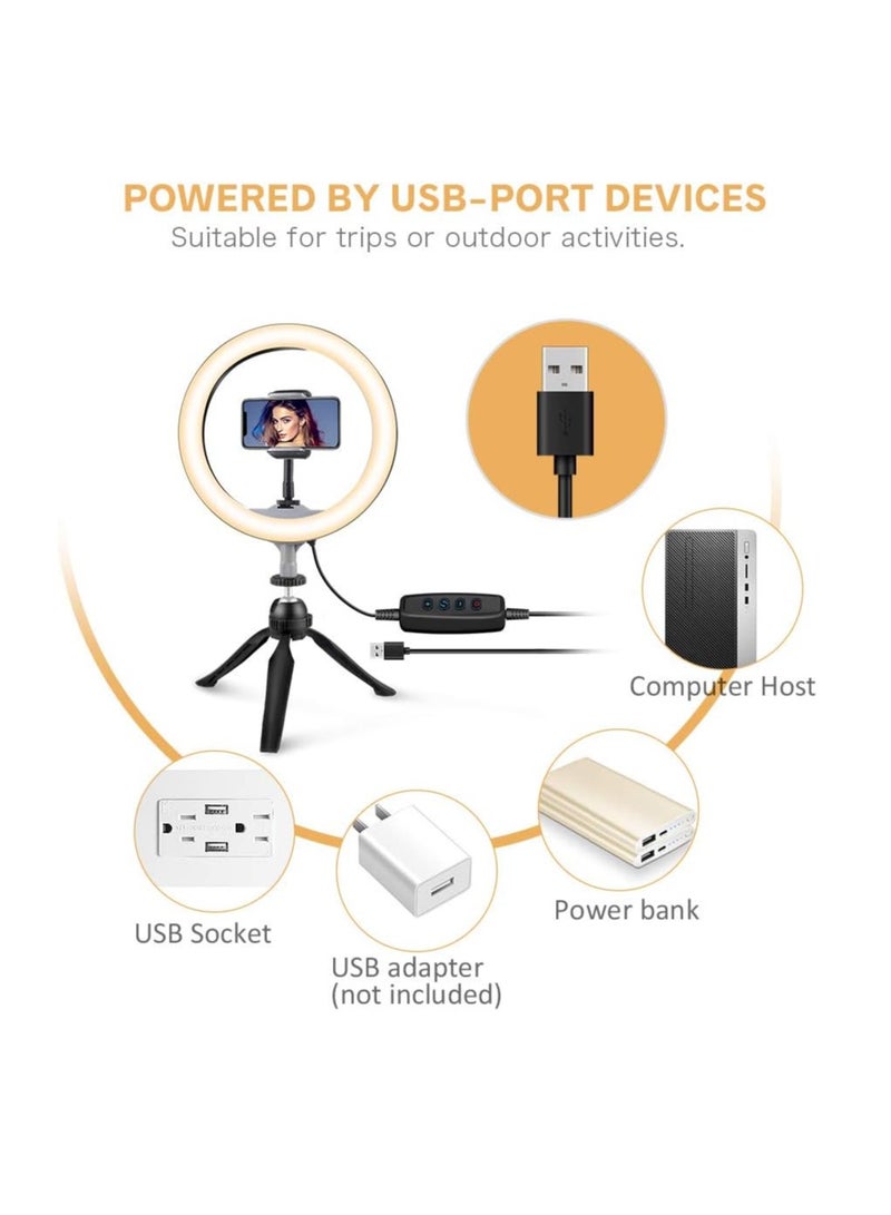 10 Inch LED Ring Light with Tripod Stand for Mobile Phone Dimmable Lighting Perfect for Makeup, Live Streaming, YouTube, Photography with 3 Lighting Modes and 11 Brightness Levels - Image 3