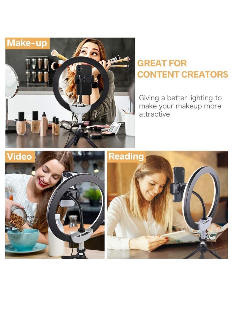 10 Inch LED Ring Light with Tripod Stand for Mobile Phone Dimmable Lighting Perfect for Makeup, Live Streaming, YouTube, Photography with 3 Lighting Modes and 11 Brightness Levels - Image 4