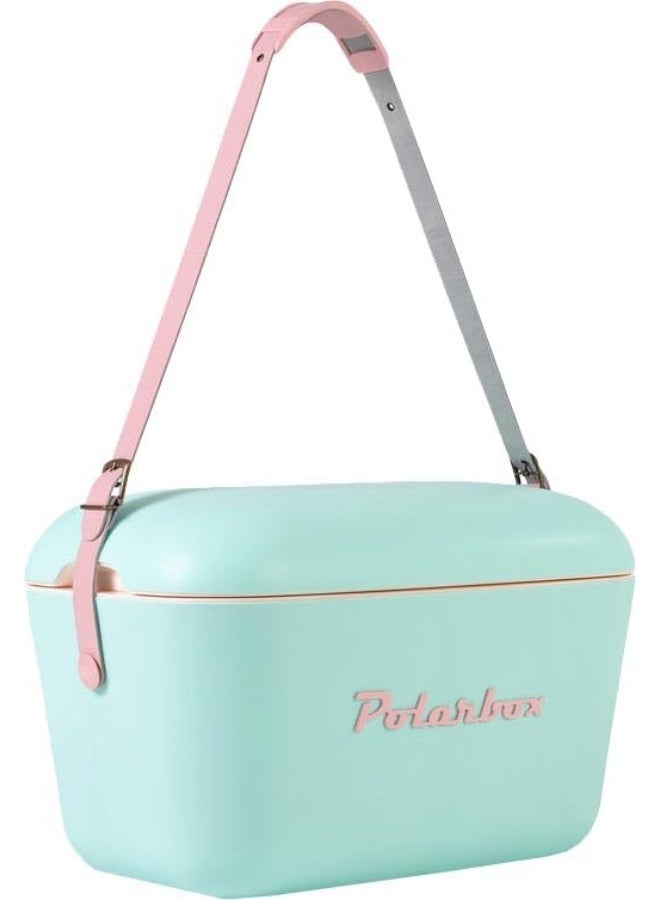 Polarbox صندوق تبريد بولاربوكس 12 لتر مع حزام جلد - أزرق سماوي ووردي فاتح - Image 2