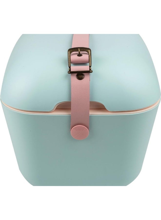 Polarbox صندوق تبريد بولاربوكس 12 لتر مع حزام جلد - أزرق سماوي ووردي فاتح - Image 4