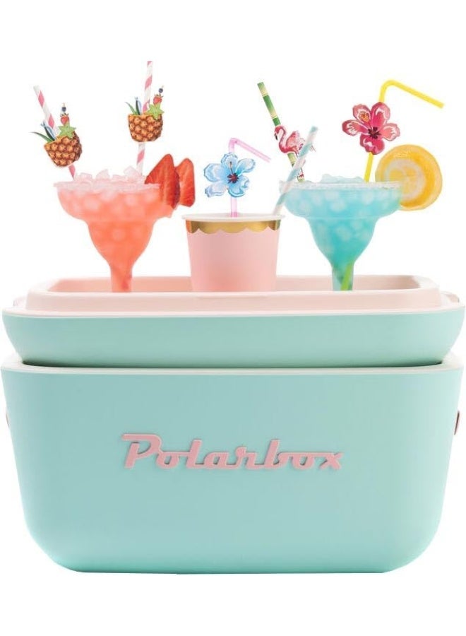 Polarbox صندوق تبريد بولاربوكس 12 لتر مع حزام جلد - أزرق سماوي ووردي فاتح - Image 5