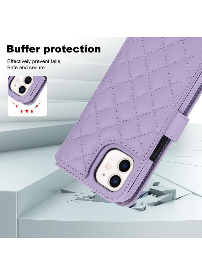 S-TOP Case For iPhone 11 Crossbody Multifunction Rhombic Leather Phone Case - Image 5