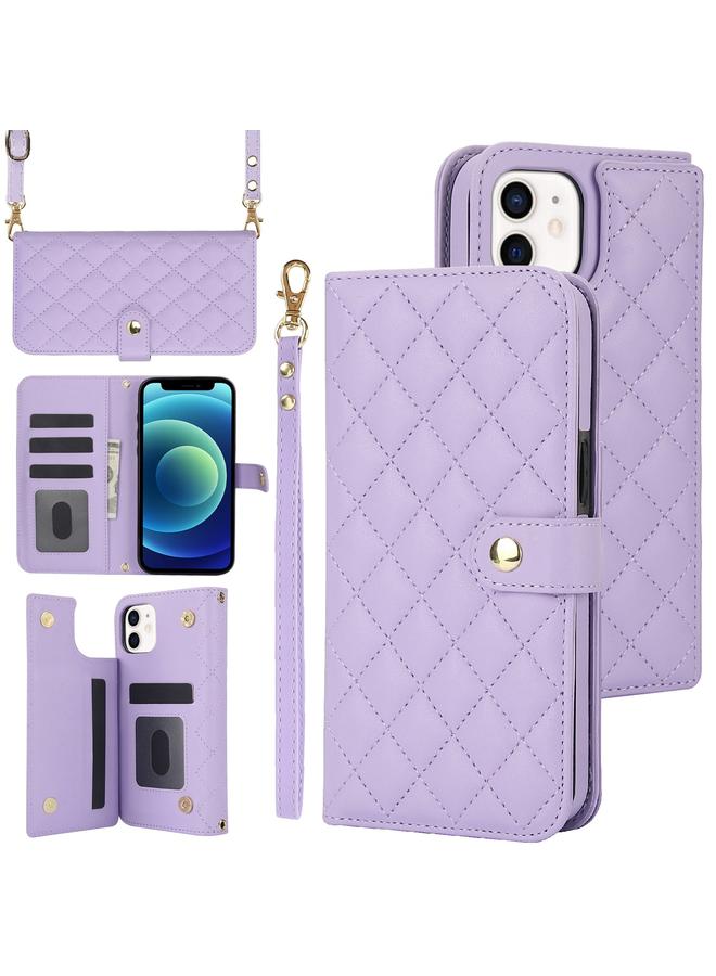 S-TOP Case For iPhone 11 Crossbody Multifunction Rhombic Leather Phone Case - Image 1