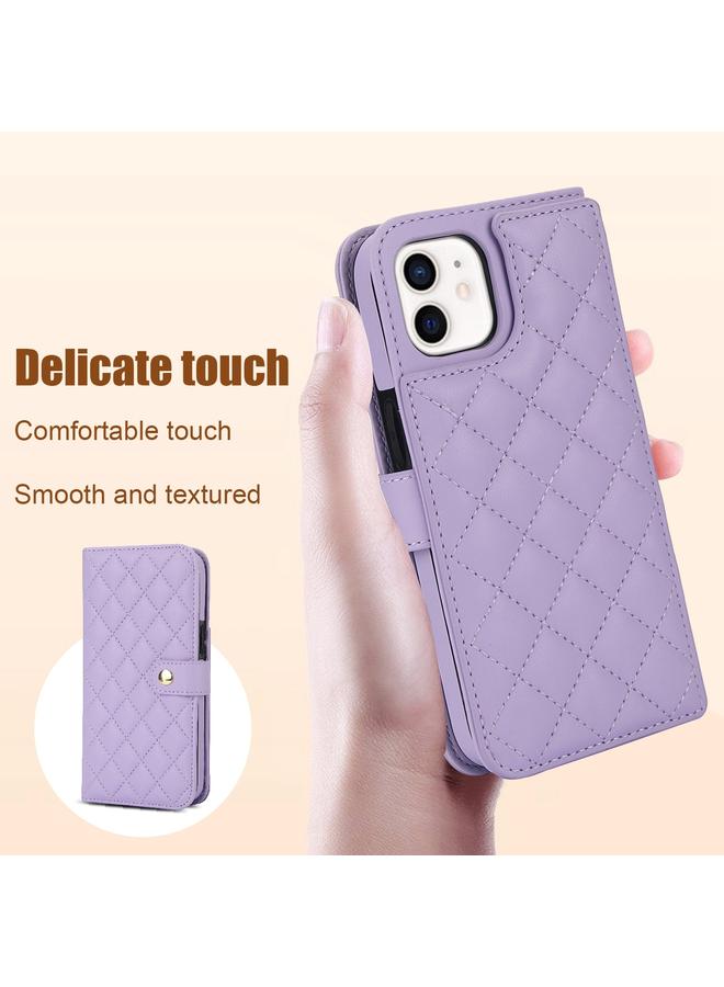 S-TOP Case For iPhone 11 Crossbody Multifunction Rhombic Leather Phone Case - Image 3