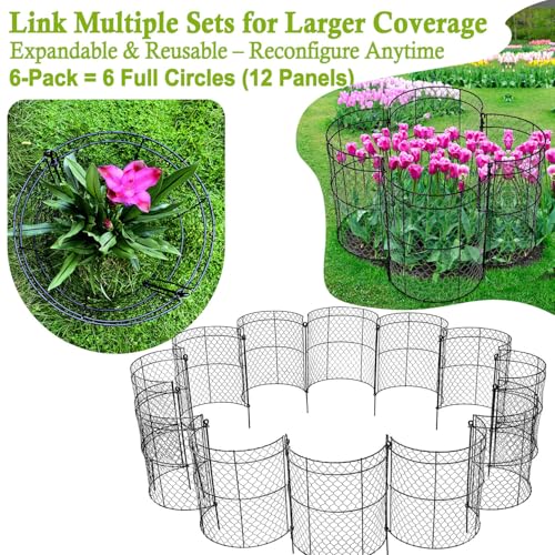 JILLSKY 6 Pack 14"x16" Modular Plant Protection Cloches, Rustproof Chicken Wire Cages for Flowers, Seedlings & Vegetables, Combine to Large Fences for Raised Beds & Patios, Keep Rabbits, Squirrels Out - Image 2