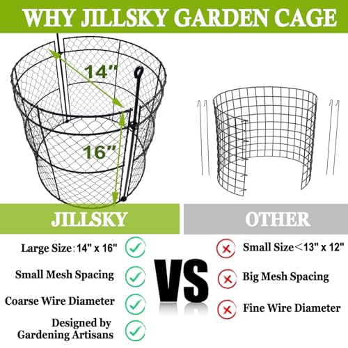 JILLSKY 6 Pack 14"x16" Modular Plant Protection Cloches, Rustproof Chicken Wire Cages for Flowers, Seedlings & Vegetables, Combine to Large Fences for Raised Beds & Patios, Keep Rabbits, Squirrels Out - Image 5