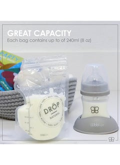bbluv Dröp Breastmilk Storage Bags – 240ml, Leakproof Double Zip Seal, BPA-Free, Pre-Sterilized, Freezer-Safe, Self-Standing Design, Easy-Pour Spout for Hassle-Free Use | bblüv  - Image 2