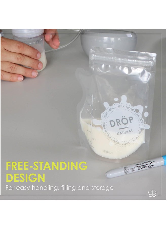 bbluv - Dröp Breastmilk Storage Bags – 240ml, Leakproof Double Zip Seal, BPA-Free, Pre-Sterilized, Freezer-Safe, Self-Standing Design, Easy-Pour Spout for Hassle-Free Use | bblüv - Image 1