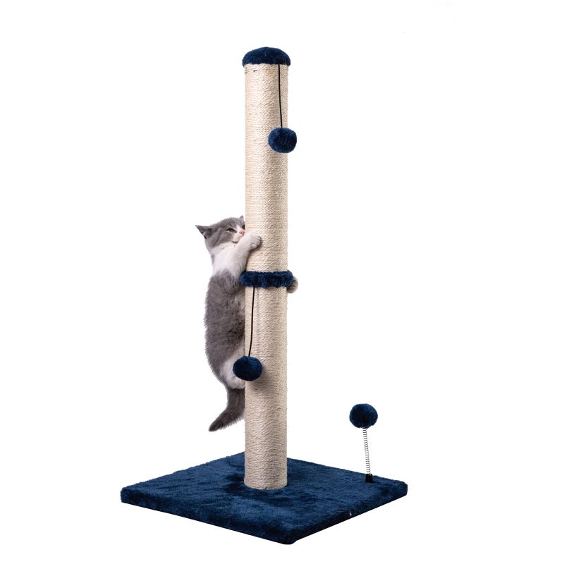 MECOOL 34 Tall Cat Scratching Post Premium Basics Kitten Scratcher Sisal Scratch Posts Trees with Hanging Ball for Indoor Cats Navy