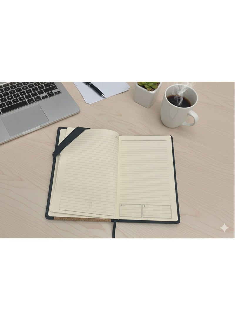 Cork & PU Leather A5 Notebook – Eco-Friendly Design with Elastic Closure & Pen Loop | Natural & Modern Journal for Work, Study & Daily Notes - Image 2