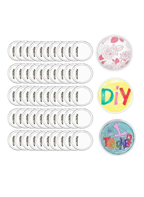Button Badge, 50Pcs Clear Button Pin Badges Kit, Button Maker DIY Button Pins Acrylic Button Pin Badge Clear Pin Back Buttons, for DIY Crafts and Children's Paper Craft Activities and More (1.5 Inch)