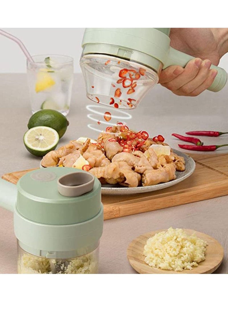 Yuwell - 4 in 1 Multifunctional USB Rechargeable Handheld Electric Vegetable Cutter Set Garlic Mud Masher Food Chopper Portable Mini Wireless Food Processor Slicer For Garlic Pepper Chili On - Image 1