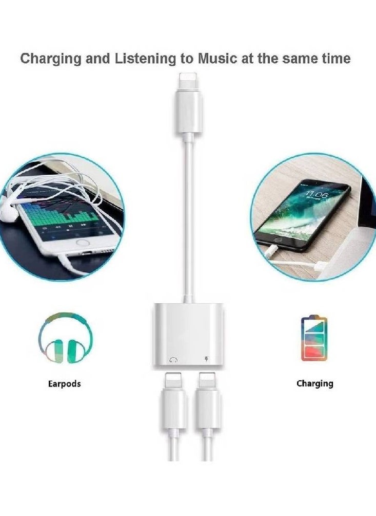 GENNEXT - iPhone Headphones Adapter & Splitter, 2 in 1 Dual Lightning Charger Cable Aux Audio Adapter Converter for iPhone 12/11/XS/XR/X/8/7/6/iPad, Support Calling+Charging+Music Control - Image 1