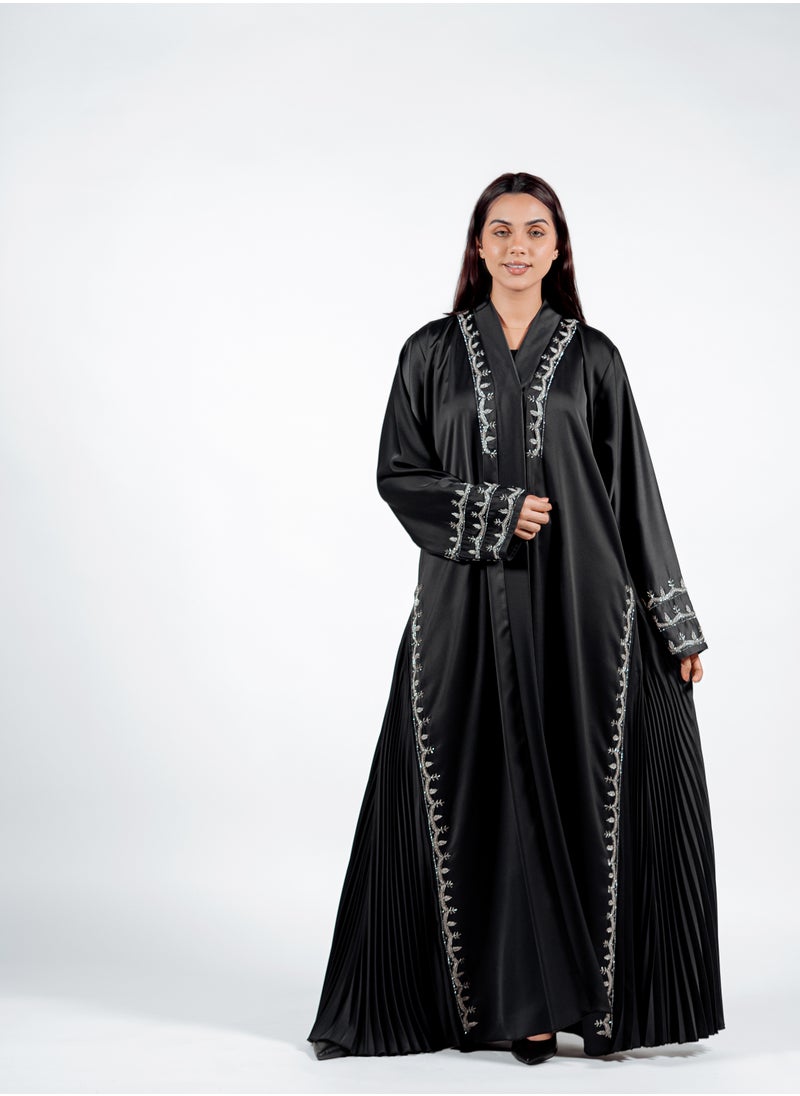 Noor Zara - Elegant Black Pleated Abaya - Image 1