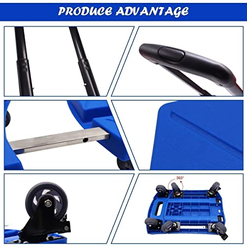 VDNSI Platform Trolley for Goods Carrying Luggage Material Handling Goods Trolley for Home Office Warehouse Folding Luggage Cart with 150 KG Heavy Weight Capacity Including String with Brake System - Image 3