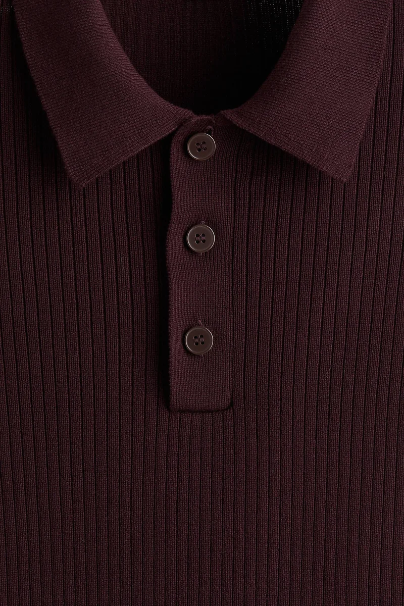 H&M Slim Fit Rib-knit polo shirt