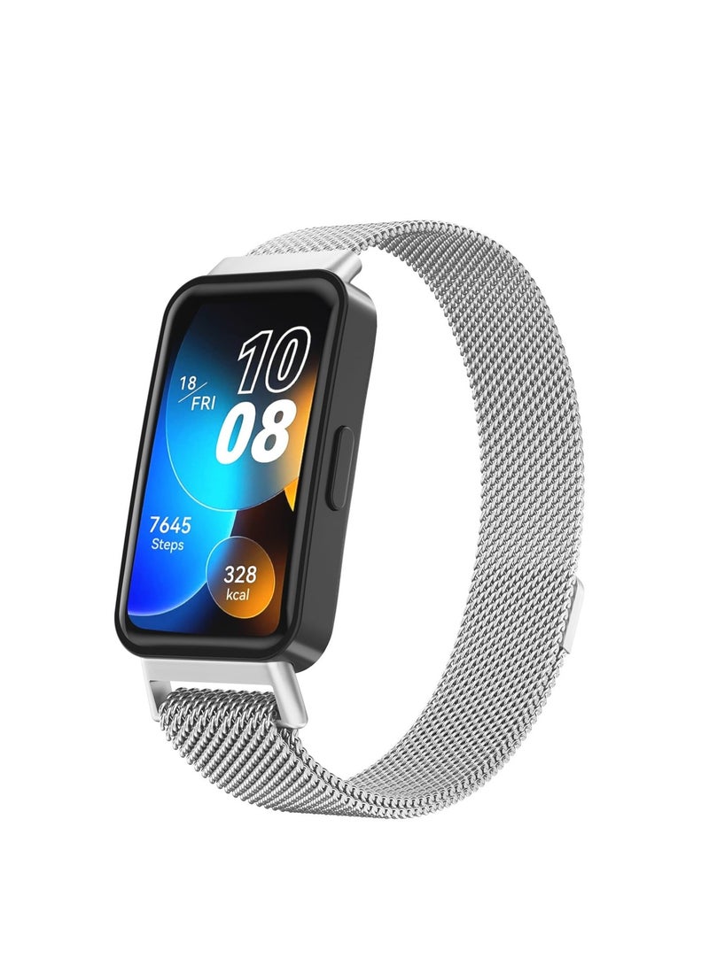 Metal Straps for Huawei Band 8 Adjustable Stainless Steel Replacement Strap with Magnetic Buckle for Huawei Band 8 Women Men - Image 1