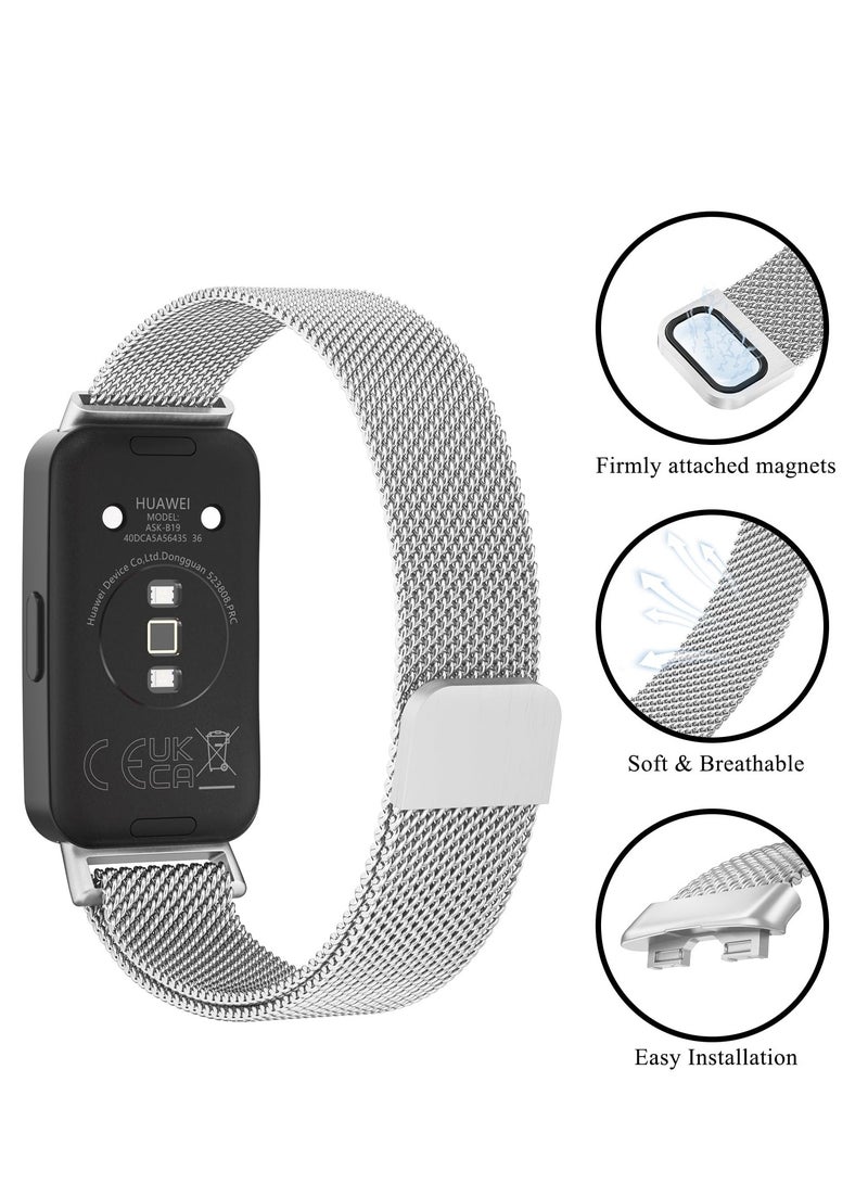Metal Straps for Huawei Band 8 Adjustable Stainless Steel Replacement Strap with Magnetic Buckle for Huawei Band 8 Women Men - Image 2