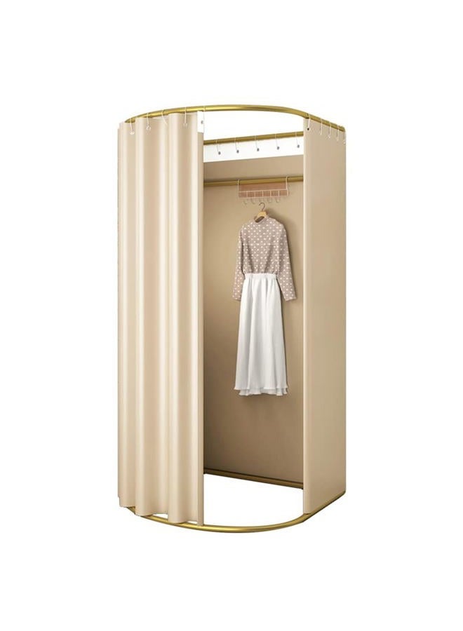 Madamera Clothing Store Fitting Room With Shading Curtain, Portable Temporary Mobile Privacy Protection Dressing Room, Foldable Mall Simple Changing And Display Rack, 200X100X95Cm (Beige) - Image 1