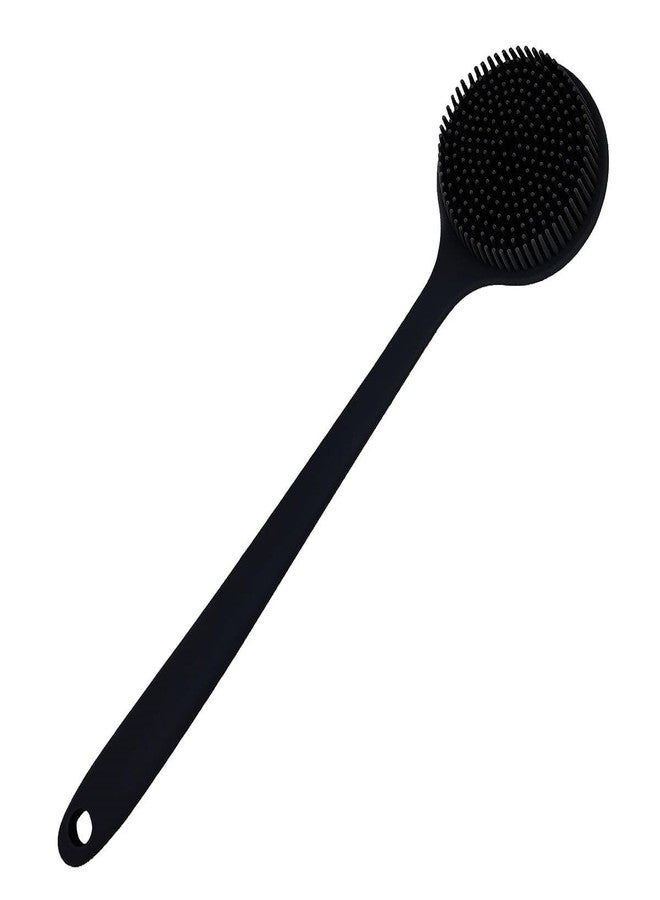 Runmay Silicone Body Scrubber, Long Handle Back Scrubber for Shower, Exfoliating Bath Brush With Free Hook for Men Women & Kids - Image 1