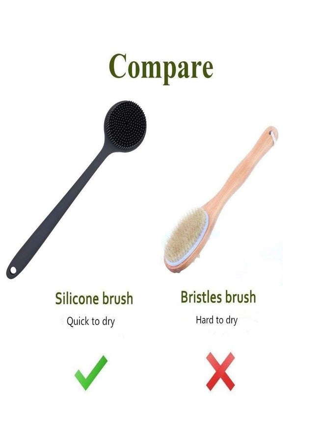 Runmay Silicone Body Scrubber, Long Handle Back Scrubber for Shower, Exfoliating Bath Brush With Free Hook for Men Women & Kids - Image 5