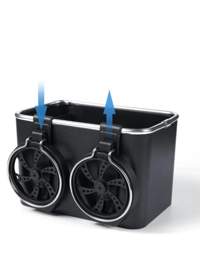 2 Pieces Car 2-in-1 Organizer Storage Box with Cup Holder