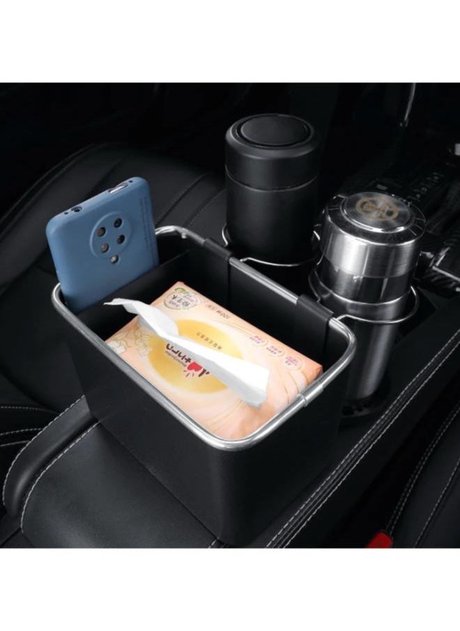 2 Pieces Car 2-in-1 Organizer Storage Box with Cup Holder