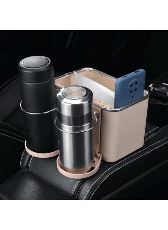 2 Pieces Car 2-in-1 Organizer Storage Box with Cup Holder